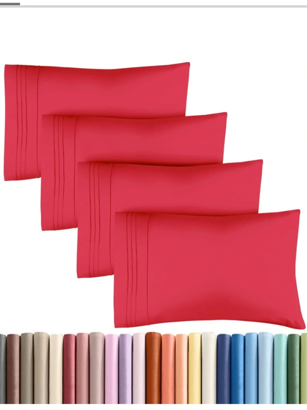 QUEEN SIZE Pillowcases Ultra-Soft Stain Fade Resistant 100% Microfiber  (4-Pack)